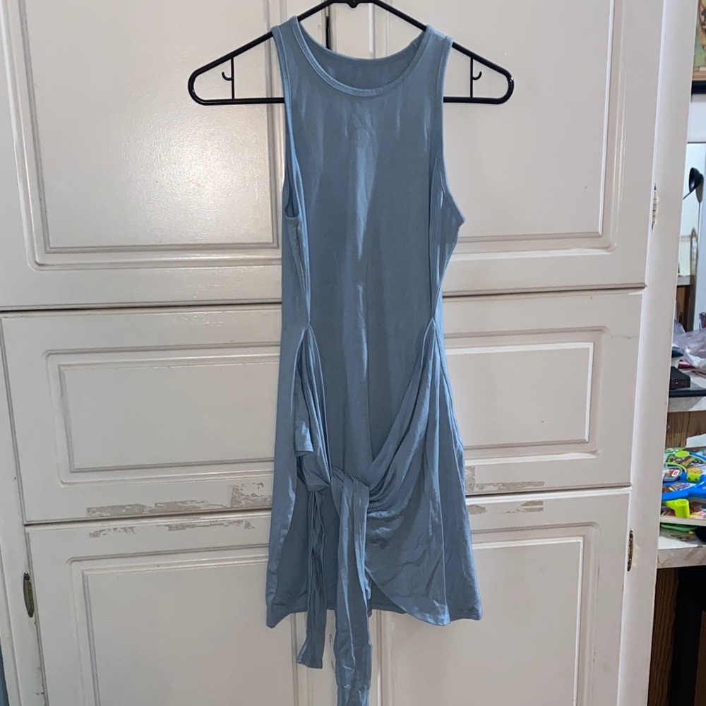 HALARA Light Blue Tie-Front Mini Dress